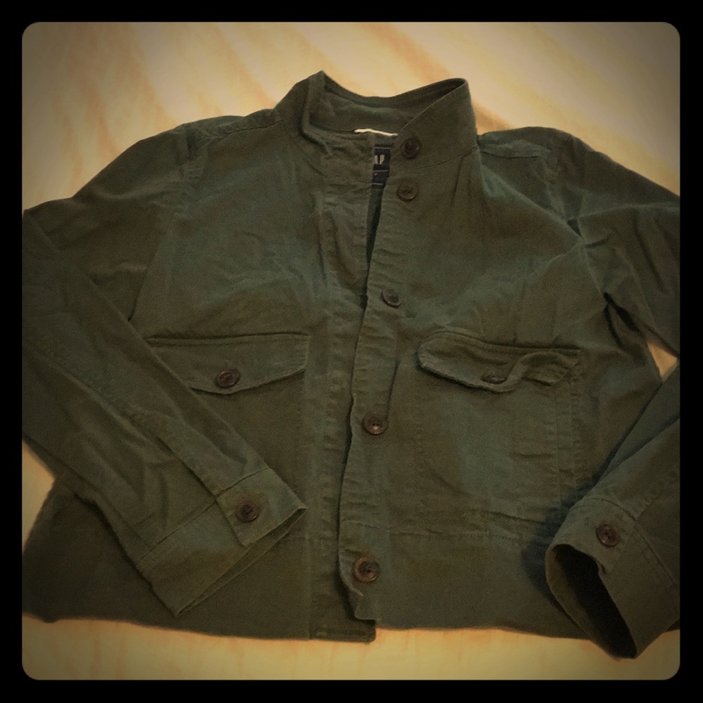 Army Green Jacket, pleated back. Gap Small